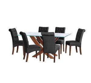 Juego De Comedor Alicante 6 Sillas Oviedo Tela Velvet Negro