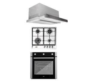 Kit Horno 60 litros con spiedo + Encimera a gas 4 quemadores + Campana retráctil