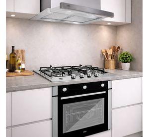 Kit Horno 60 litros con spiedo + Encimera a gas 4 quemadores + Campana retráctil