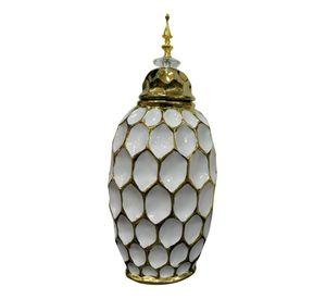 Potiche Jarrón Decorativo Patrón Panal Textura Jhn