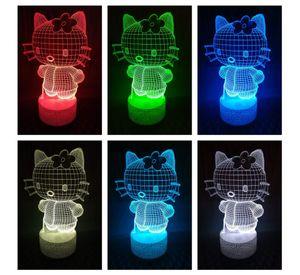 Lámpara ilusión 3D De Kitty Niña 7 Colores Led
