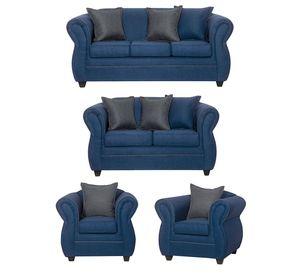 Juego de Living 3 2 1 1 Emili Azul