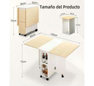 JUEGOS DE COMEDOR MULTIUSO + 4 TABURETES BLANCO/CAFE CON LECHE