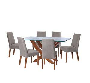 Juego De Comedor Alicante 6 Sillas Cadiz Tela Velvet Gris