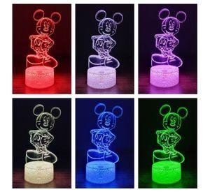 Lámpara ilusión 3D Mickey Parado 7 Colores Led