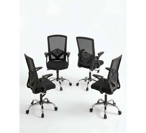 Pack 4 Silla de Oficina Ergonómica Brazos Abatibles y Soporte Lumbar