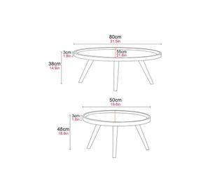 Juego de mesa de centro ovalada 80+50cm Chic Home