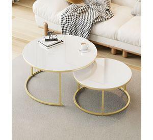 Set 2 Piezas Mesa Centro Auxiliar Moderna Minimalista Jhn