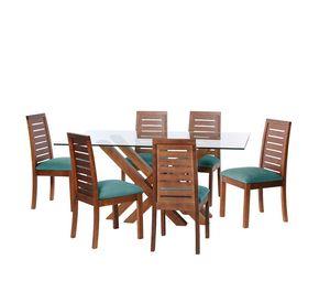 Juego De Comedor Merida 6 Sillas Tenerife Tela Velvet Turquesa