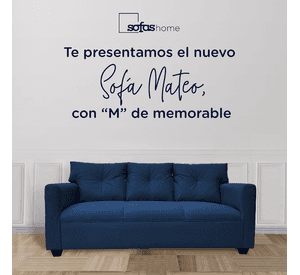 Sofá Mateo Chenille Azul Pata Plastica 3C