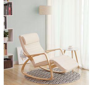 Silla Mecedora con Reposapiés 5 posiciones Beige