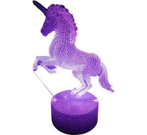 Lámpara ilusión 3D Unicornio Parado 7 Colores Led