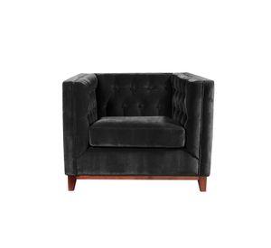 Sofá Roma 1 Cuerpo Capitoné Tela Velvet Negro