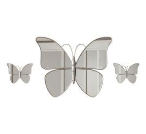 Set 3 Espejo Decorativo Pared Mariposa Funcional Hogar Jhn