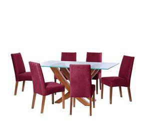 Juego De Comedor Alicante 6 Sillas Cadiz Tela Velvet Burdeo