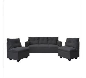 Juego Living Mateo Chenille Grafito Pata Plastica 3C.1C.1C