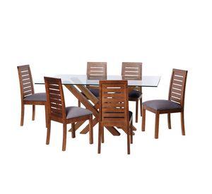 Juego De Comedor Merida 6 Sillas Tenerife Lino Gris Oscuro
