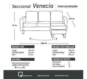 SECCIONAL VENECIA INTERCAMBIABLE TELA VELVET AZUL PETROLEO