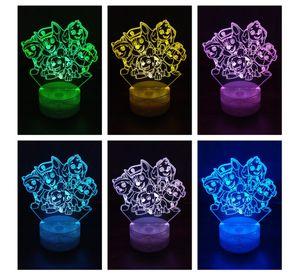 Lámpara ilusión 3D De Patrulla Canina 7 Colores Led Perritos