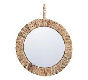 Espejo Decorativo Pared Estilo Boho Efecto Fibra Tejida Jhn