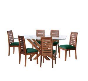Juego De Comedor Merida 6 Sillas Tenerife Tela Velvet Verde