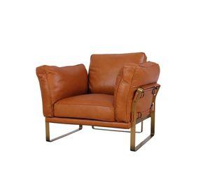 Sillón Briston 1 Cuerpo en Cuero Caramelo con Estructura Acero 97×88×82 cm.