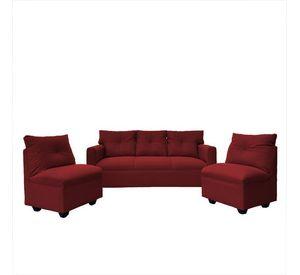 Juego Living Mateo Chenille Rojo Pata Plastica 3C.1C.1C