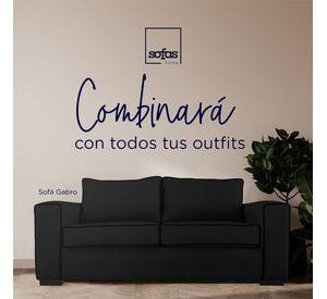 Sofá Gabro Felpa Negro 3 Cuerpos