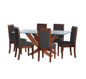 Juego De Comedor Alicante 6 Sillas Girona Tela Velvet Negro