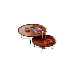 Juego Mesa De Centro Living 80+60cm color madera Chic Home