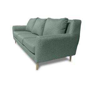 Sofá Lenora Chenille Tipo Lino Verde 3 Cuerpos