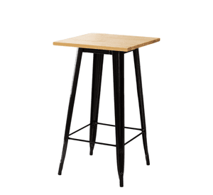 Mesa de Centro Bar Tolix Negra con Cubierta de Madera 60x60x105