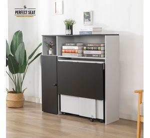 Juego De Comedor + 4 Pisos + Mueble Org Gris/negro