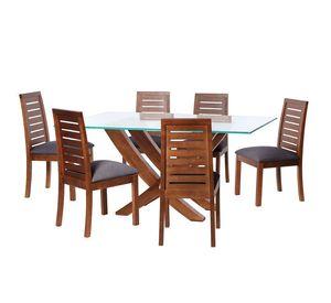 Juego De Comedor Alicante 6 Sillas Tenerife Lino Gris Oscuro