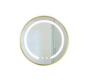 Espejo Redondo Marco Dorado Touch con Luz Led 3 colores 60 cm