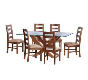 Juego De Comedor Alicante 6 Sillas Granada  Tela Velvet Beige