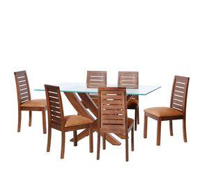 Juego De Comedor Alicante 6 Sillas Tenerife Cuero Kentucky Cafe Claro