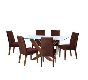 Juego De Comedor Alicante 6 Sillas Cadiz Tela Velvet Chocolate