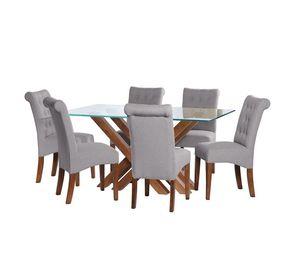 Juego De Comedor Merida 6 Sillas Oviedo Lino Gris Claro