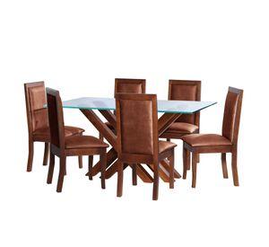 Juego De Comedor Merida 6 Sillas Girona Cuero Kentucky Cafe Claro