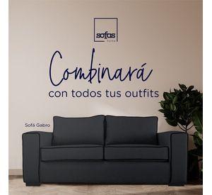 Sofá Gabro Chenille Tipo Lino Grafito 3 Cuerpos
