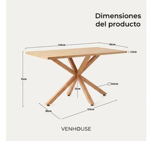 Mesa Comedor Argo Rectangular 140cm Venhoouse Natural