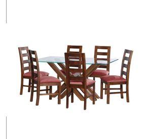 Juego De Comedor Merida 6 Sillas Granada  Tela Velvet Palo Rosa