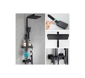 Kit De Ducha Columna Negra Con 4 Botones Multifuncional