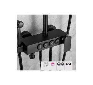 Kit De Ducha Columna Negra Con 4 Botones Multifuncional