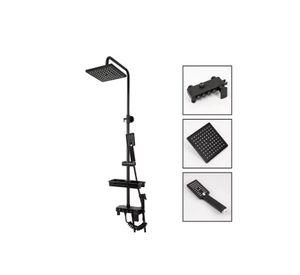 Kit De Ducha Columna Negra Con 4 Botones Multifuncional