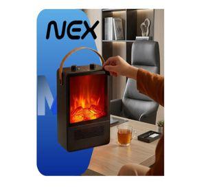 Calefactor Nex Efecto Chimenea 1800w Ceramico Portatil Negro