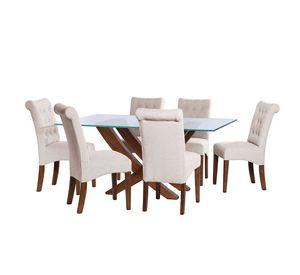 Juego De Comedor Alicante 6 Sillas Oviedo Lino Blanco