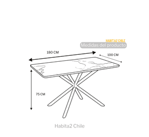 Mesa Rectangular de Comedor Becca 180X100X75