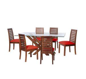 Juego De Comedor Merida 6 Sillas Tenerife Pu Rojo